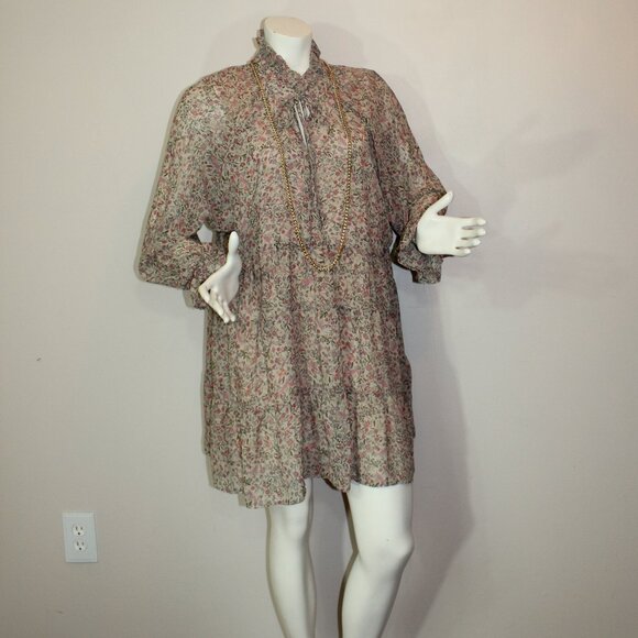 Jardines Domaine  Sammy Sylvester chiffon floral  lined mini  dress size medium - Picture 4 of 9